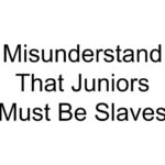 Misunderstand That Juniors Must Be Slaves